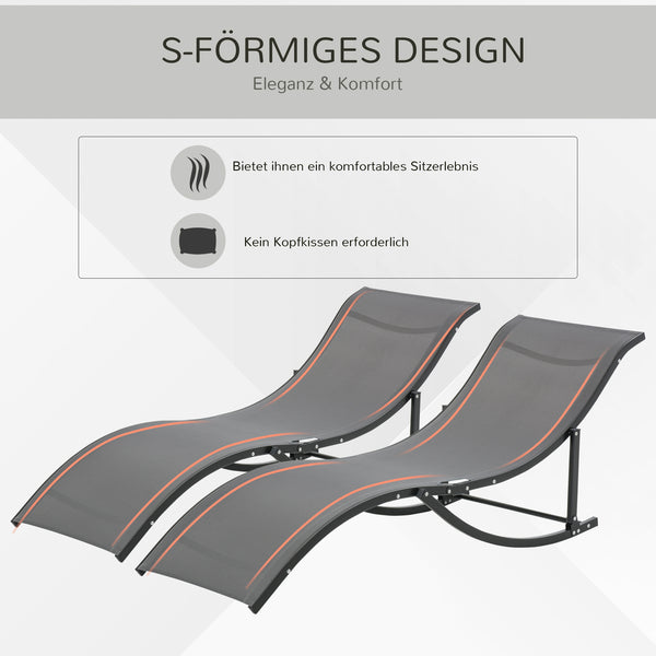 Sonnenliege Gartenliege Relaxliege 2er Set ergonomisch Aluminium