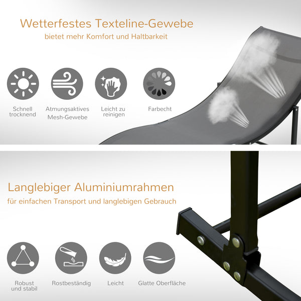Sonnenliege Gartenliege Relaxliege 2er Set ergonomisch Aluminium