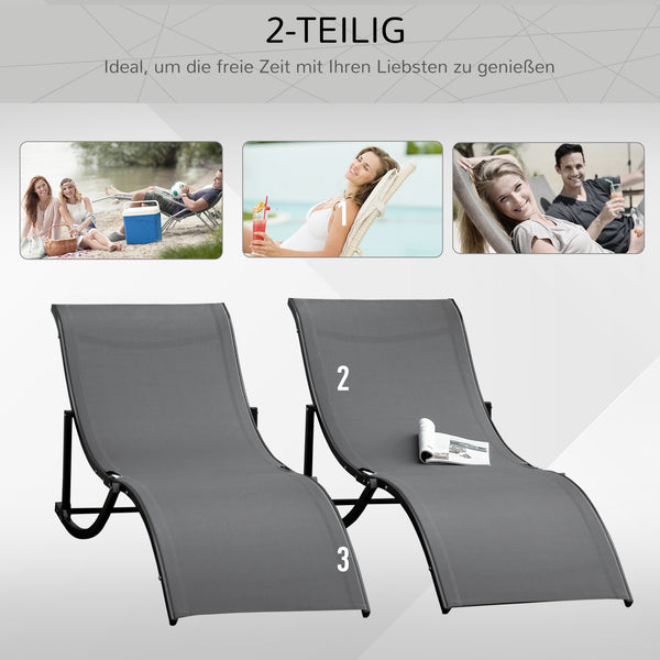 Sonnenliege Gartenliege Relaxliege 2er Set ergonomisch Aluminium