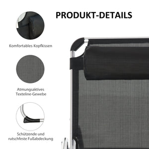 Sonnenliege 5-fach verstellbar ergonomisch Schwarz