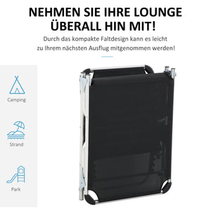 Sonnenliege 5-fach verstellbar ergonomisch Schwarz
