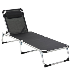 Sonnenliege 5-fach verstellbar ergonomisch Schwarz