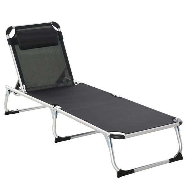 Sonnenliege 5-fach verstellbar ergonomisch Schwarz