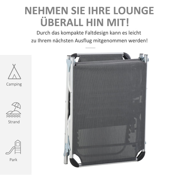 Sonnenliege Alu 5-fach verstellbar Relaxliege Grau