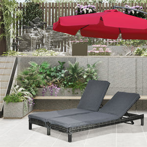 Sonnenliege Doppelliege für 2 Personen für Garten Polyrattan grau