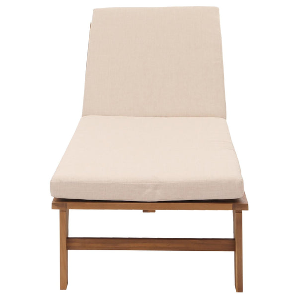 Sonnenliege Gartenliege Relaxliege Akazie Kissen creme-beige
