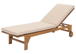 Sonnenliege Gartenliege Relaxliege Akazie Kissen creme-beige