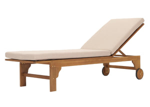 Sonnenliege Gartenliege Relaxliege Akazie Kissen creme-beige