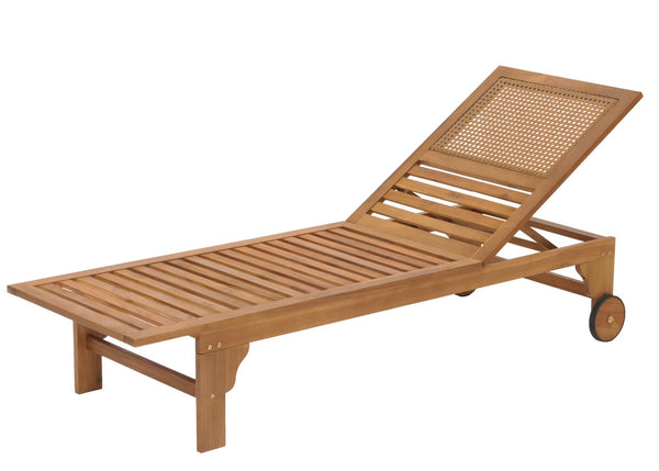 Sonnenliege Gartenliege Relaxliege Akazie Kissen creme-beige