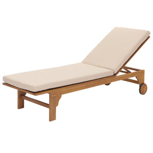 Sonnenliege Gartenliege Relaxliege Akazie Kissen creme-beige
