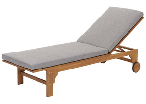 Sonnenliege Gartenliege Relaxliege Akazie Kissen grau