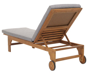 Sonnenliege Gartenliege Relaxliege Akazie Kissen grau