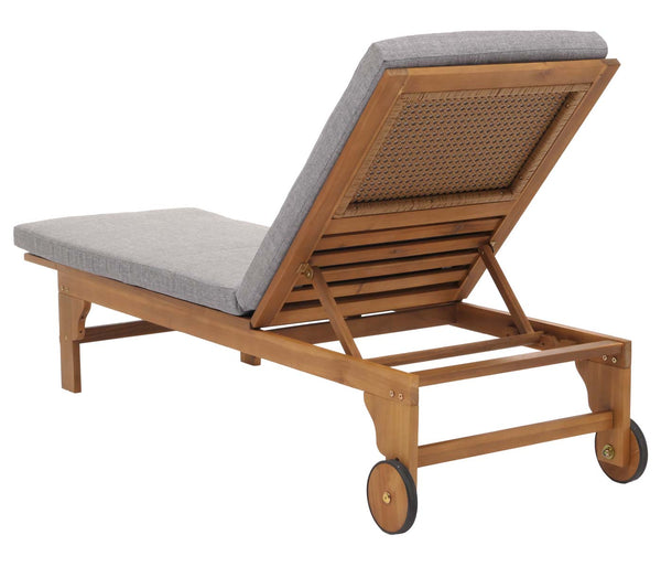 Sonnenliege Gartenliege Relaxliege Akazie Kissen grau