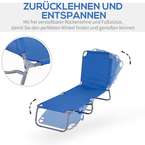 Sonnenliege klappbar bis 120kg Terrasse Blau