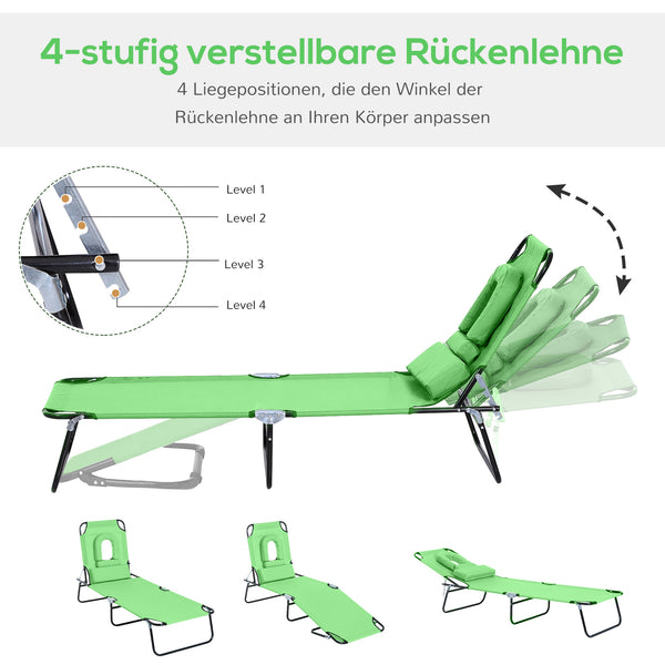 Sonnenliege klappbar mit Kissen wasserabweisend grün