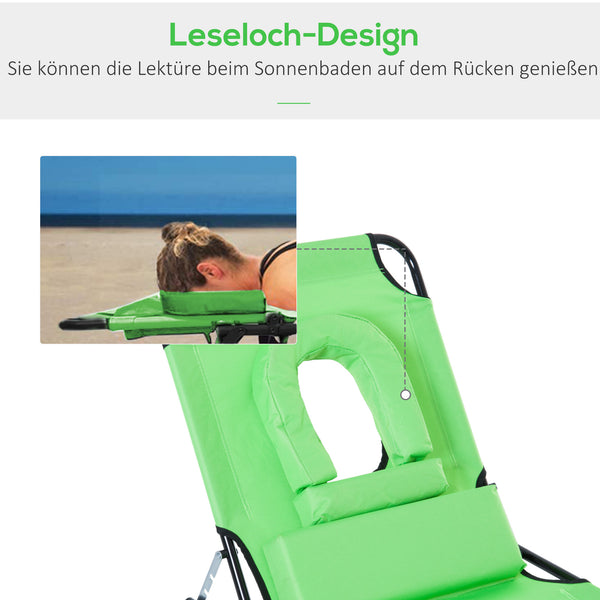 Sonnenliege klappbar mit Kissen wasserabweisend grün