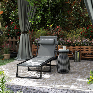 Sonnenliege mit Polsterung und Seitentasche für Garten grau