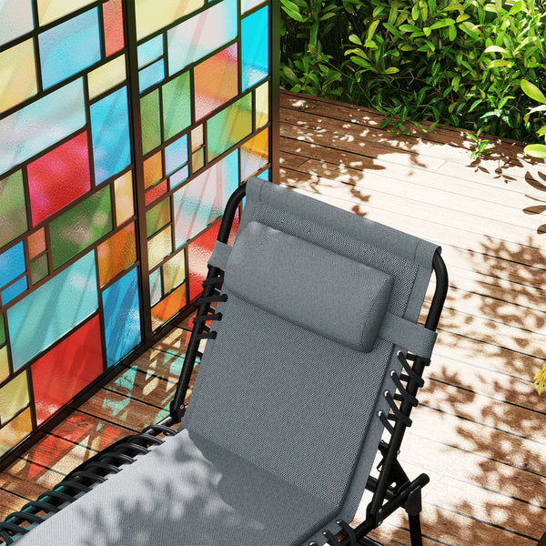 Sonnenliege mit Polsterung und Seitentasche für Garten grau