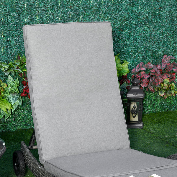 Sonnenliege verstellbar mit Kissen für Garten Polyrattan grau