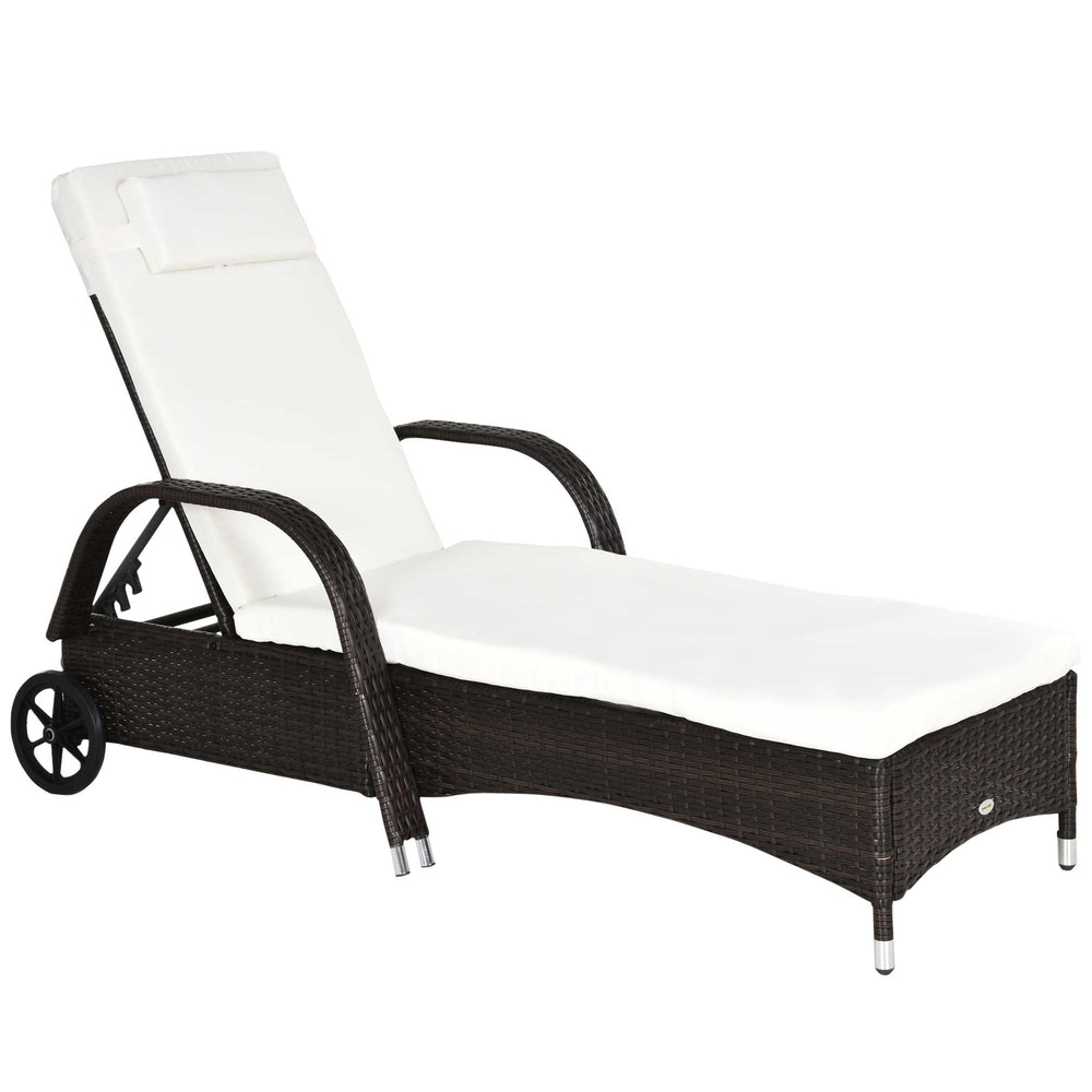 Sonnenliege verstellbar mit Rollen und Polster für Garten Polyrattan