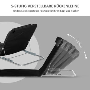 Sonnenliege klappbar verstellbar mit Seitentasche schwarz
