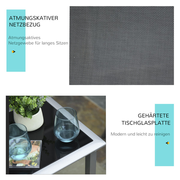 Sonnenliege Set mit Tisch 3-teilig für Garten und Balkon schwarz