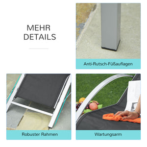 Sonnenliege Set mit Tisch 3-teilig für Garten und Balkon schwarz