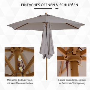 Sonnenschirm Bambus windfest für Balkon Terrasse Garten Ø 250cm