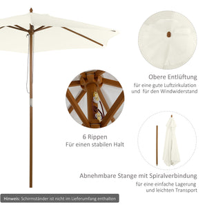 Sonnenschirm Bambus windfest für Balkon Terrasse 250cm weiss
