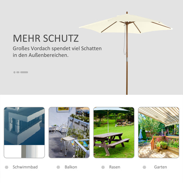Sonnenschirm Bambus windfest für Balkon Terrasse 250cm weiss