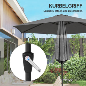 Sonnenschirm knickbar mit Kurbel UV-Schutz 270cm dunkelgrau