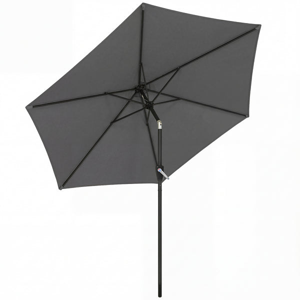 Sonnenschirm knickbar mit Kurbel UV-Schutz 270cm dunkelgrau