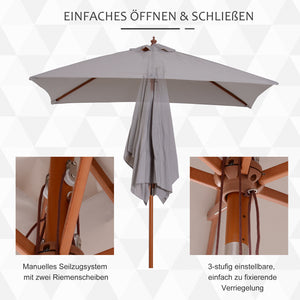 Sonnenschirm rechteckig knickbar UV-Schutz für Garten Balkon grau