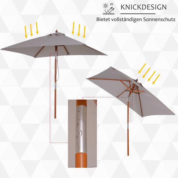 Sonnenschirm rechteckig knickbar UV-Schutz für Garten Balkon grau