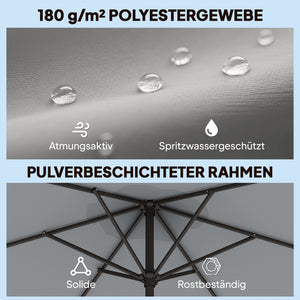 Sonnenschirm mit Schutzhülle Neigefunktion und Kurbel 3m grau