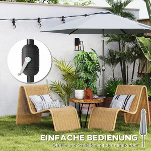 Sonnenschirm mit Schutzhülle Neigefunktion und Kurbel 3m grau