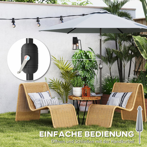 Sonnenschirm mit Schutzhülle Neigefunktion und Kurbel 3m grau