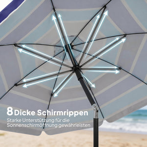 Sonnenschirm Strand klappbar UV-Schutz mit Tisch und Getränkehalter