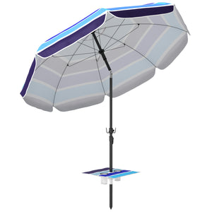 Sonnenschirm Strand klappbar UV-Schutz mit Tisch und Getränkehalter