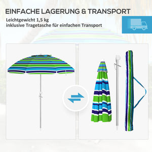 Sonnenschirm Strand UV-Schutz windfest höhenverstellbar mit Tasche