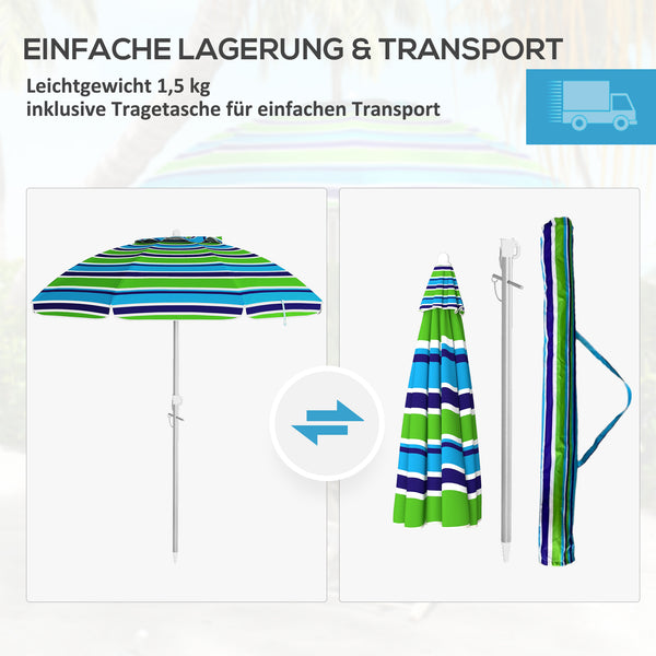 Sonnenschirm Strand UV-Schutz windfest höhenverstellbar mit Tasche