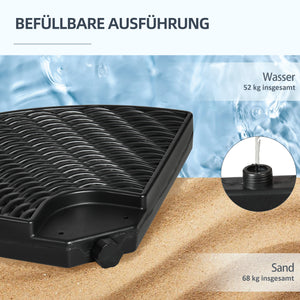 Sonnenschirmgewicht 52-68kg HDPE wetterfest Schwarz