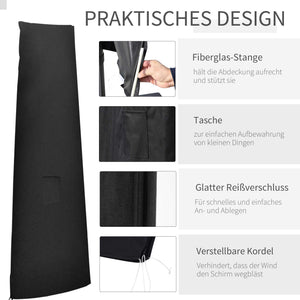 Sonnenschirmhülle wasserdicht bis Ø400cm Oxfordstoff Schwarz