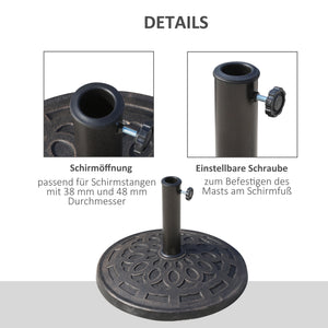 Sonnenschirmständer rund für Balkon Terrasse Garten 14kg bronze