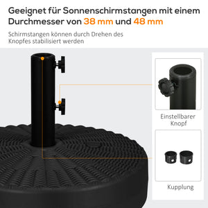 Sonnenschirmständer 29kg Rattanoptik HDPE Schwarz