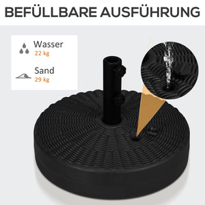 Sonnenschirmständer 29kg Rattanoptik HDPE Schwarz