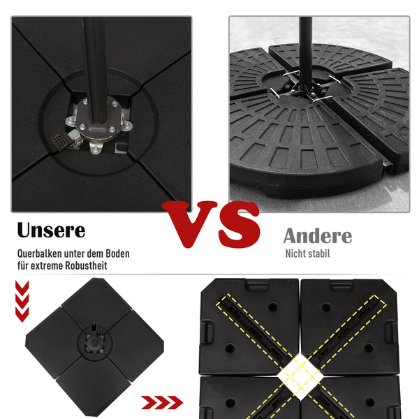 Sonnenschirmständer 4 Elemente bis 120kg 100x100x95cm
