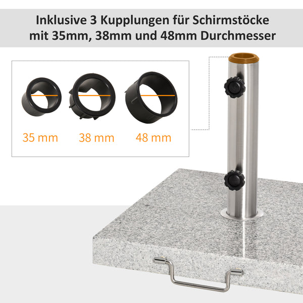 Sonnenschirmständer halbrund für Balkon und Garten aus Edelstahl