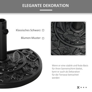 Sonnenschirmständer HDPE 9kg halbrund Schwarz