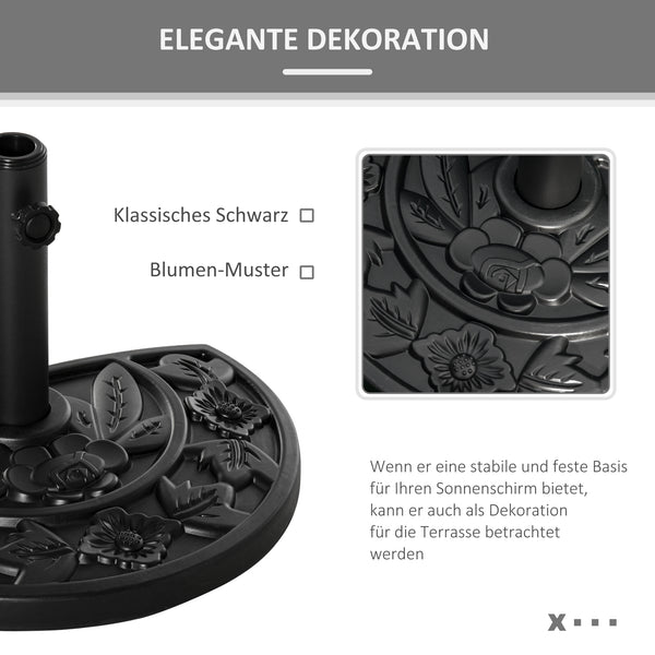 Sonnenschirmständer HDPE 9kg halbrund Schwarz